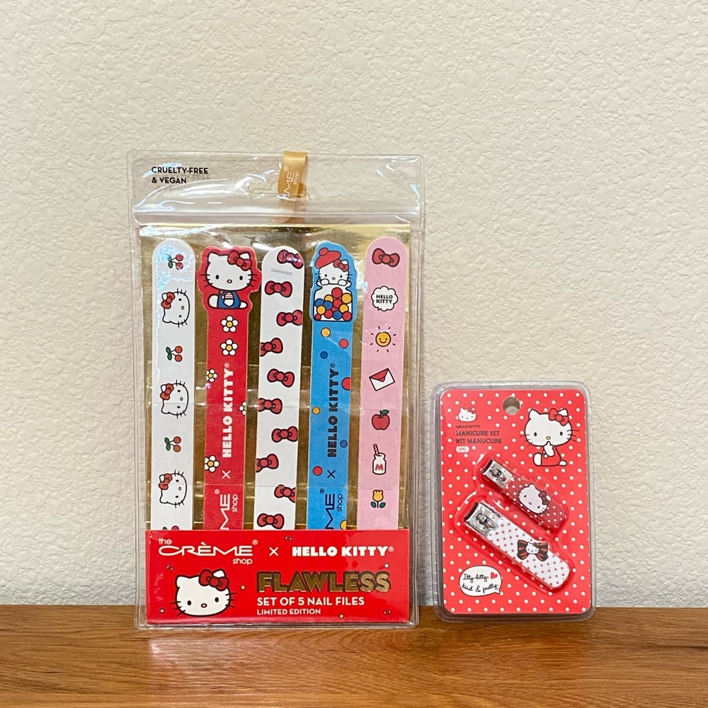 Hello Kitty 5-pc Nail File Set & Miniso 2-pc Manicure Set Mini Nail Clip…